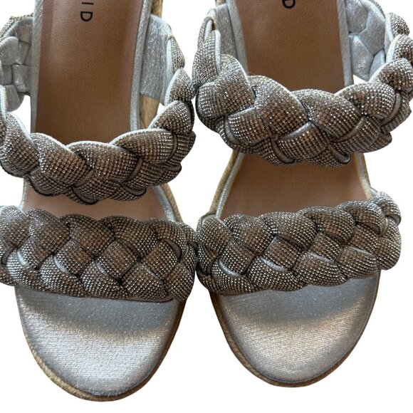 Torrid Silver Braided Strap Espadrille Wedge Sandals Women Size 10WW - Picture 6 of 8